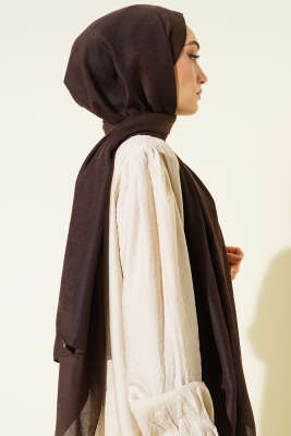 Desenli Monogram Şal Acı Kahve - Başörtüsü