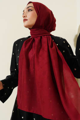 Desenli Monogram Şal Bordo - Başörtüsü