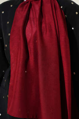 Desenli Monogram Şal Bordo - Başörtüsü
