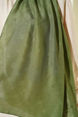 Desenli Monogram Şal Çağla Yeşili - Başörtüsü