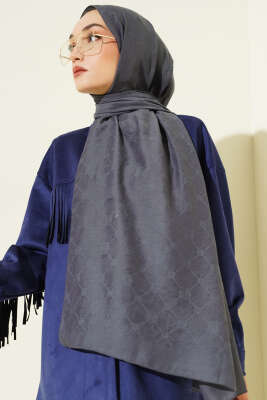 Desenli Monogram Şal Füme - Başörtüsü