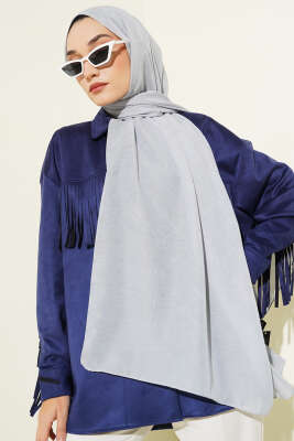 Desenli Monogram Şal Gümüş - Başörtüsü