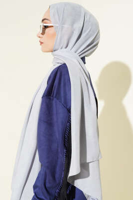 Desenli Monogram Şal Gümüş - Başörtüsü