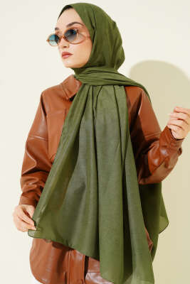 Desenli Monogram Şal Haki - Başörtüsü