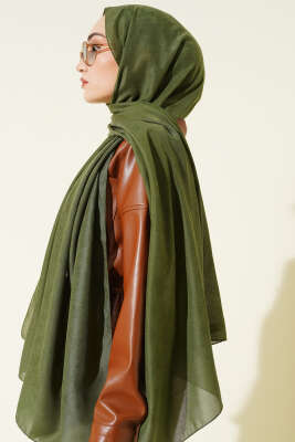 Desenli Monogram Şal Haki - Başörtüsü