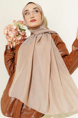 Desenli Monogram Şal Latte 