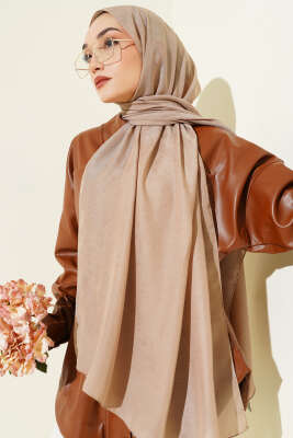 Desenli Monogram Şal Latte - Başörtüsü