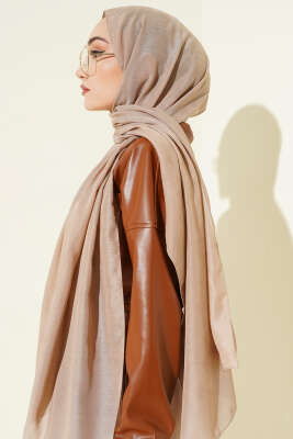 Desenli Monogram Şal Latte - Başörtüsü