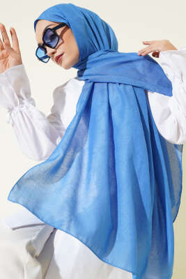 Desenli Monogram Şal Mavi 