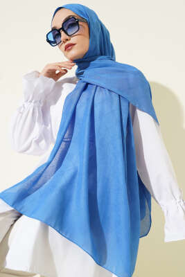 Desenli Monogram Şal Mavi - Başörtüsü