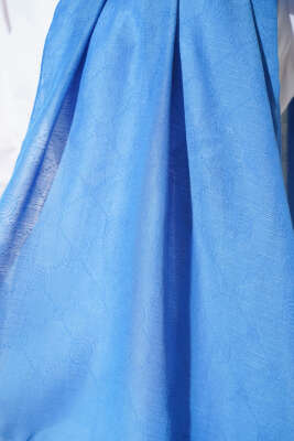 Desenli Monogram Şal Mavi - Başörtüsü