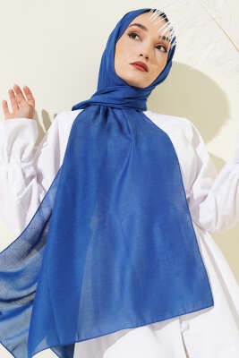 Desenli Monogram Şal Saks 