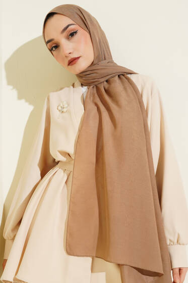 Desenli Monogram Şal Sütlü Kahve - Başörtüsü