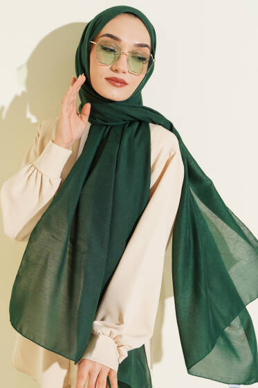 Desenli Monogram Şal Zümrüt - Başörtüsü