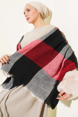 Desenli Omuz Şalı Bordo - DESREE KEMER