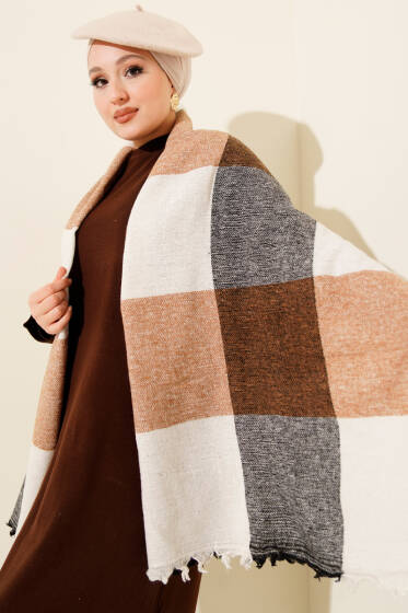 Desenli Omuz Şalı Taba - Omuz Şalı