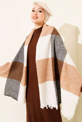 Desenli Omuz Şalı Taba - Omuz Şalı