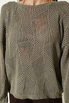 Desenli Oversize Ajur Triko Kazak Nefti - Kadın Giyim Modelleri