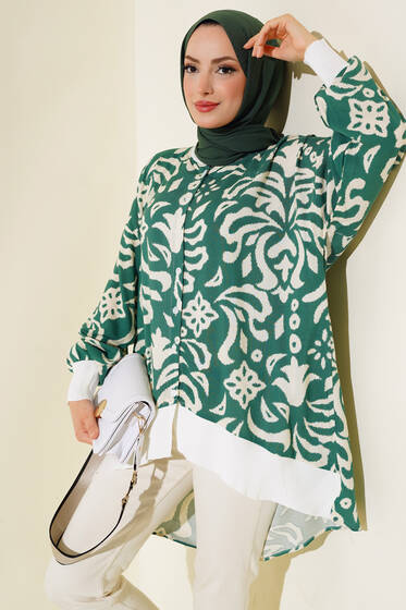 Desenli Oversize Gömlek Benetton - Gömlek