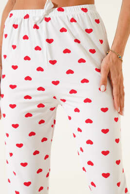 Desenli Pijama Beyaz - Kadın Pijama Takımı