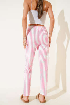 Desenli Pijama Çizgili Pembe - Pijama