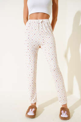 Desenli Pijama Ekru - Kadın Pijama Takımı