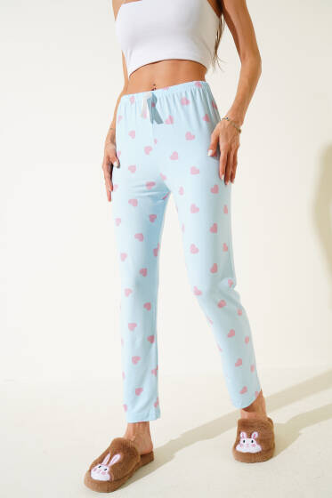 Desenli Pijama Mavi - Kadın Pijama Takımı