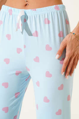 Desenli Pijama Mavi - Kadın Pijama Takımı