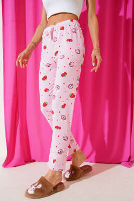Desenli Pijama Pembe 