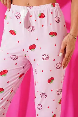 Desenli Pijama Pembe - Pijama