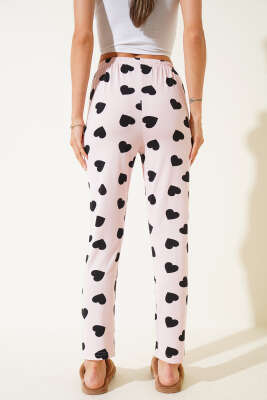 Desenli Pijama Pudra - Kadın Pijama Takımı