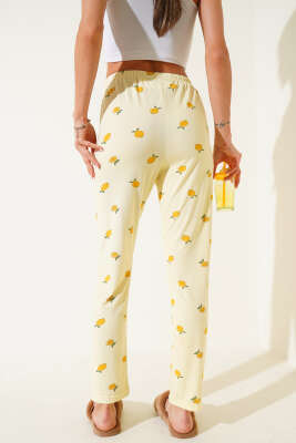 Desenli Pijama Sarı - Kadın Pijama Takımı