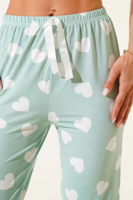 Desenli Pijama Yeşil - Kadın Pijama Takımı