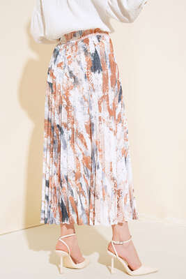 Desenli Piliseli Etek Hardal - Etek