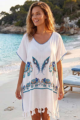 Desenli Püskül Detaylı Pareo Asorti 2 - MAHİR HAVLU