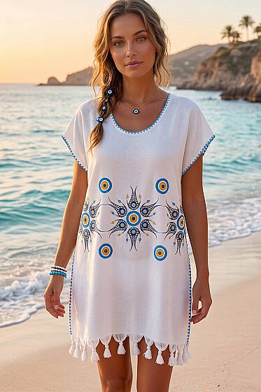 Desenli Püskül Detaylı Pareo Asorti 4 - Kadın Giyim Modelleri