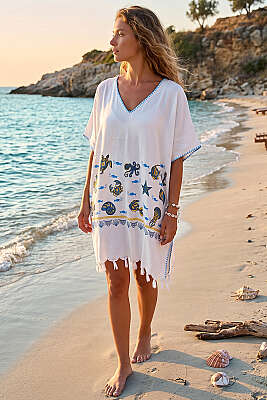 Desenli Püskül Detaylı Pareo Asorti 5 - Kadın Giyim Modelleri