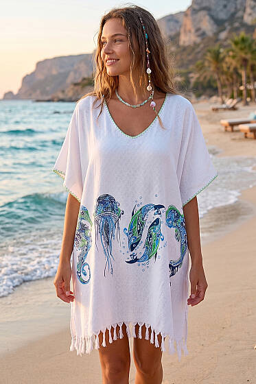 Desenli Püskül Detaylı Pareo Asorti 7 - Kadın Giyim Modelleri