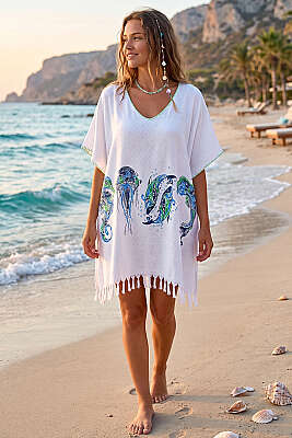 Desenli Püskül Detaylı Pareo Asorti 7 - Kadın Giyim Modelleri