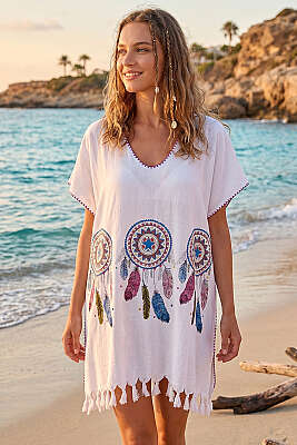 Desenli Püskül Detaylı Pareo Asorti 9 - MAHİR HAVLU