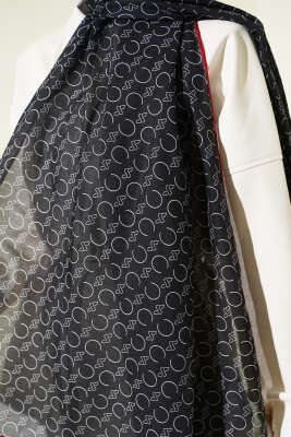 Desenli Ribanalı Demore Şal Siyah Bordo - Günün Seçilenleri