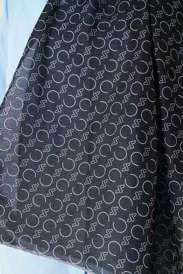 Desenli Ribanalı Demore Şal Siyah Gri - Başörtüsü