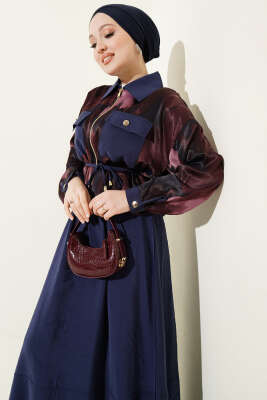 Desenli Saten Bluz Etekli İkili Takım Parlement 