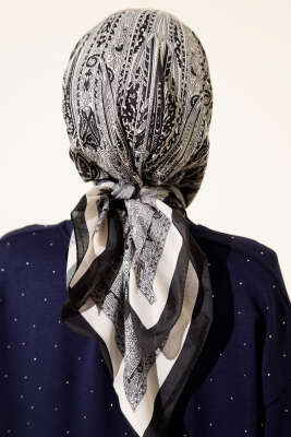 Desenli Siyah Serisi Eşarp Asorti 1 - Başörtüsü