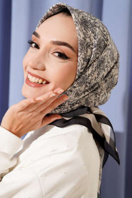 Desenli Siyah Serisi Eşarp Asorti 12 