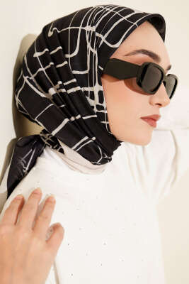 Desenli Siyah Serisi Eşarp Asorti 2 