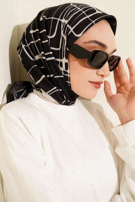 Desenli Siyah Serisi Eşarp Asorti 2 - Başörtüsü