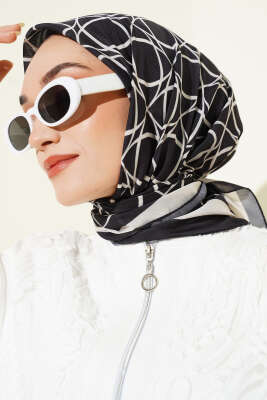 Desenli Siyah Serisi Eşarp Asorti 3 - Başörtüsü