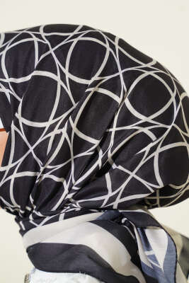 Desenli Siyah Serisi Eşarp Asorti 3 - Başörtüsü