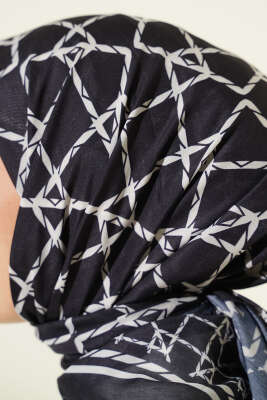 Desenli Siyah Serisi Eşarp Asorti 4 - Başörtüsü